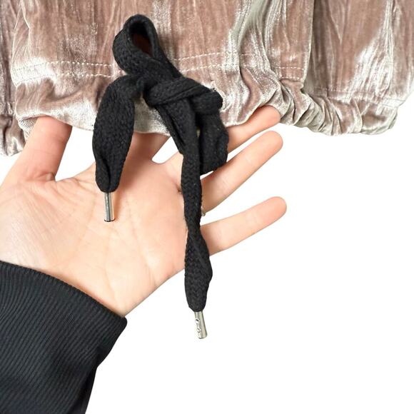 Zara Oversized Rose Gold Velvet Mini Dress Short Dolman Sleeves Hem Drawcord, M - Picture 9 of 12